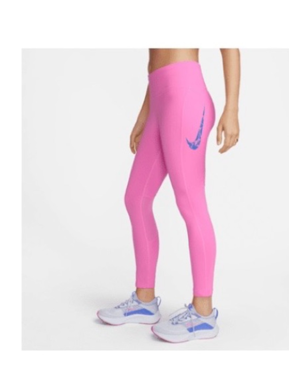 Nike mid Rise 7/8 Pink Running Leggings with Side Swoosh and pockets